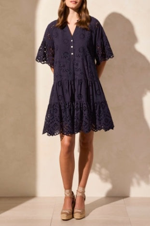Mixed pattern Eyelet Dress