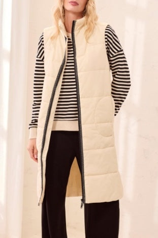 Long Zip Front Quilted Vest