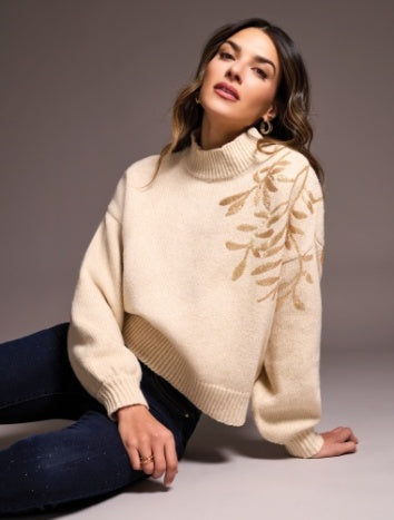 Long Sleeve Mock Neck With Sequins