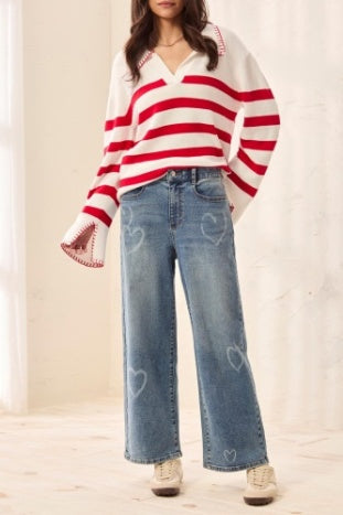 Sophia Curvy Printed Straight Leg Ankle Jean