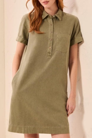 Pop Over Shirt Dress With Horn Snaps