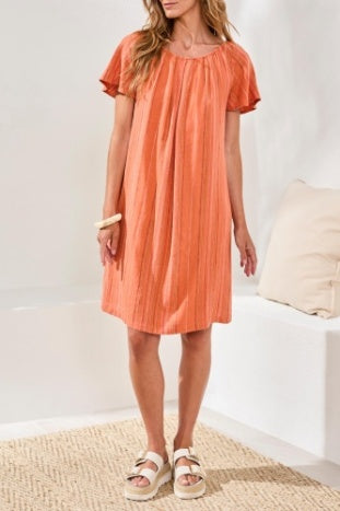 Flutter Sleeve Dress With Back Tie Up