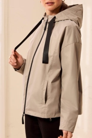 Long Sleeve Hooded Zip Front Coat