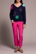 V Neck Flower Sweater