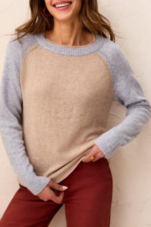 Long Sleeve Crew Neck Colour Block Sweater