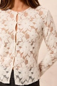 Button Front Fancy Lace Top/Cardigan