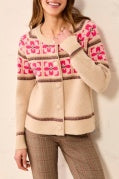 Fair Isle Button Front Sweater Cardigan