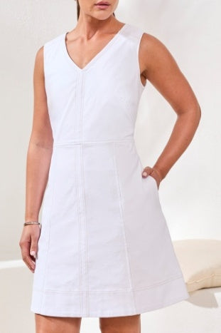 Sleeveless Fitted Denim Dress With Pockets