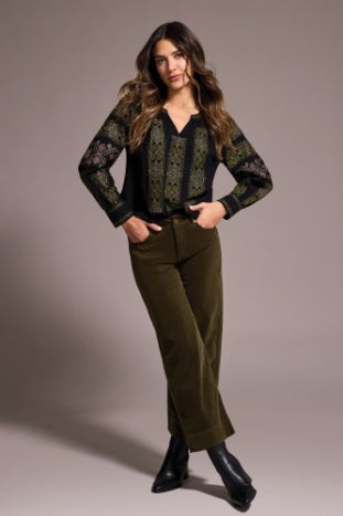 Long Sleeve Blouse with Embroidery