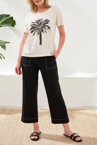Short Sleeve Top With Palm Tree