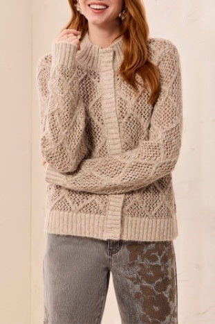 Long Sleeve Mock Neck Sweater Cardigan