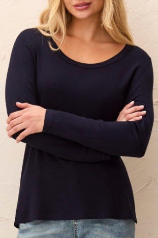 Soft French Terry Scoop Neck Long Sleeve Top