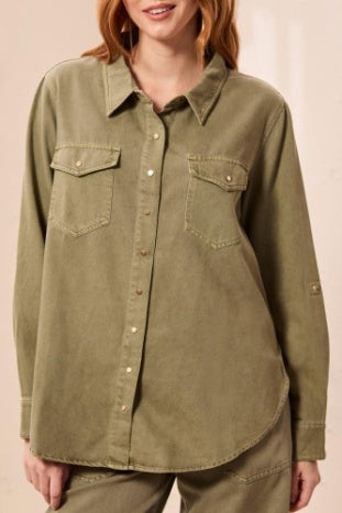 Classic Denim Shirt With Roll Up Sleeves