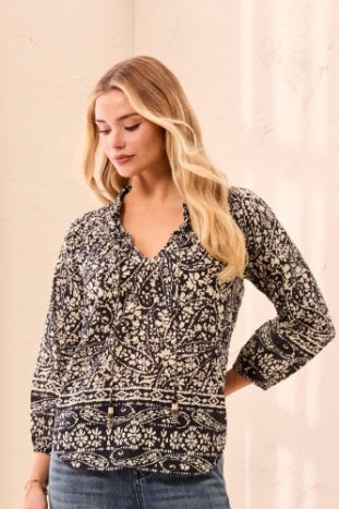 Blouse With Fancy Embroidery And Tassels
