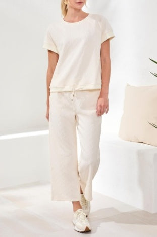 Crew Neck Top With Drawstring