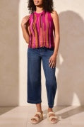 Crew Neck Fringe Hem Tank Sweater